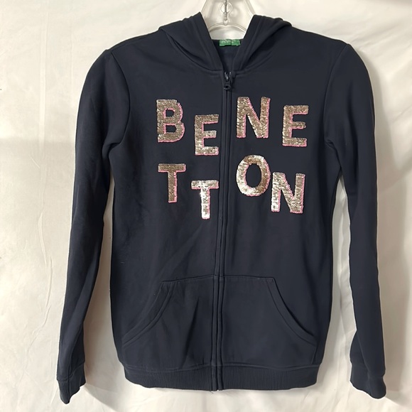 Benetton Zip Up Hoodie - Navy Blue - Size S - Picture 1 of 4